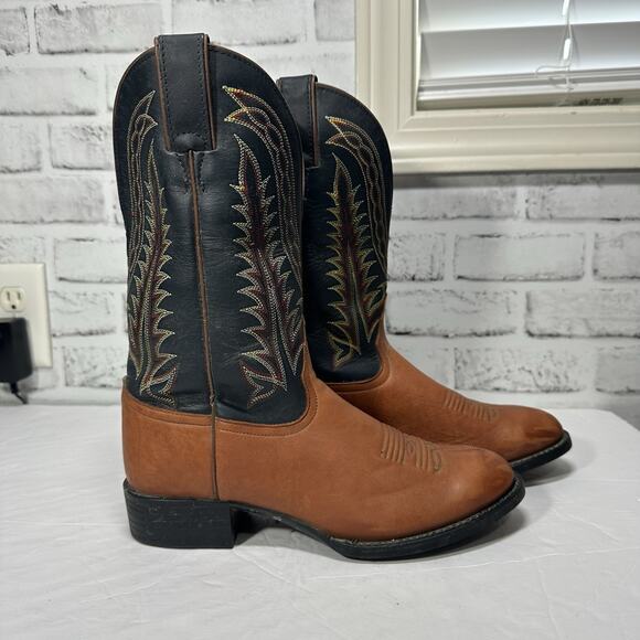Tony Lama Leather brown & black western workwear cowboy bootswomen’s size 7 - Picture 3 of 12